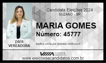 Candidato MARIA GOMES 2024 - SUZANO - Eleições