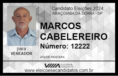 Candidato MARCOS CABELEREIRO 2024 - ARAÇOIABA DA SERRA - Eleições