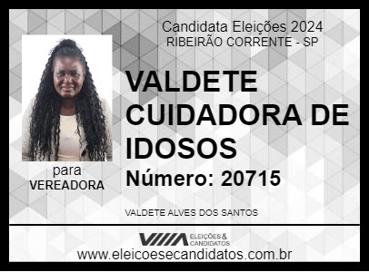 Candidato VALDETE CUIDADORA DE IDOSOS 2024 - RIBEIRÃO CORRENTE - Eleições