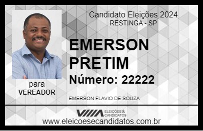 Candidato EMERSON PRETIM 2024 - RESTINGA - Eleições