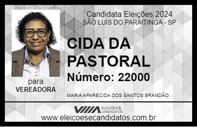 Candidato CIDA DA PASTORAL 2024 - SÃO LUÍS DO PARAITINGA - Eleições