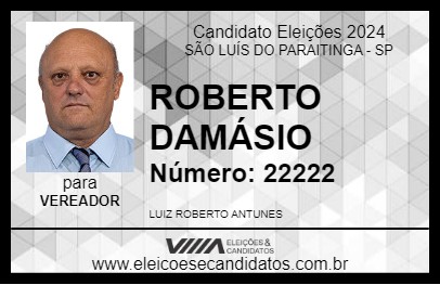 Candidato ROBERTO DAMÁSIO 2024 - SÃO LUÍS DO PARAITINGA - Eleições