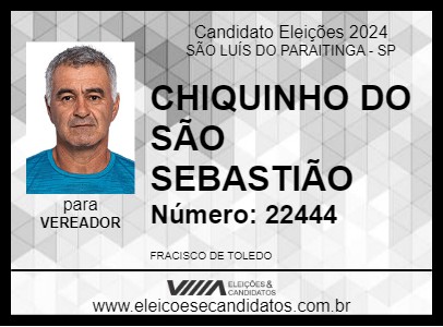 Candidato CHIQUINHO DO SÃO SEBASTIÃO 2024 - SÃO LUÍS DO PARAITINGA - Eleições