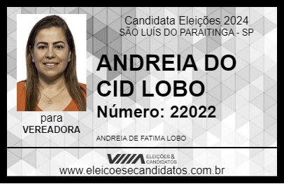 Candidato ANDREIA DO CID LOBO 2024 - SÃO LUÍS DO PARAITINGA - Eleições