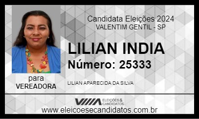 Candidato LILIAN INDIA 2024 - VALENTIM GENTIL - Eleições