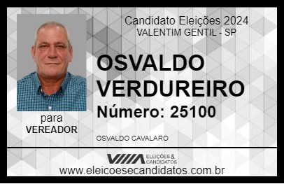 Candidato OSVALDO VERDUREIRO 2024 - VALENTIM GENTIL - Eleições