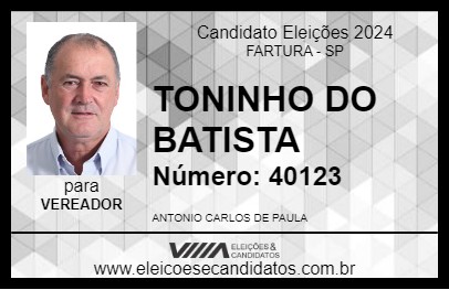 Candidato TONINHO DO BATISTA 2024 - FARTURA - Eleições