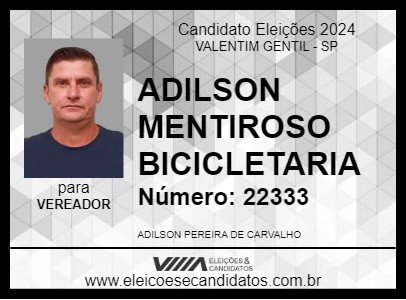 Candidato MENTIROSO DA BICICLETARIA 2024 - VALENTIM GENTIL - Eleições