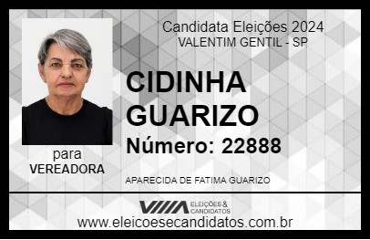 Candidato CIDINHA GUARIZO 2024 - VALENTIM GENTIL - Eleições