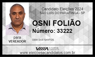 Candidato OSNI FOLIÃO 2024 - SÃO LUÍS DO PARAITINGA - Eleições