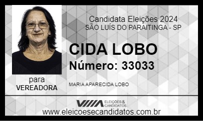 Candidato CIDA LOBO 2024 - SÃO LUÍS DO PARAITINGA - Eleições