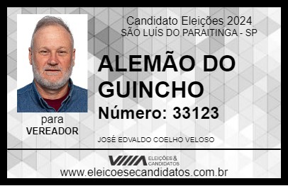 Candidato ALEMÃO DO GUINCHO 2024 - SÃO LUÍS DO PARAITINGA - Eleições