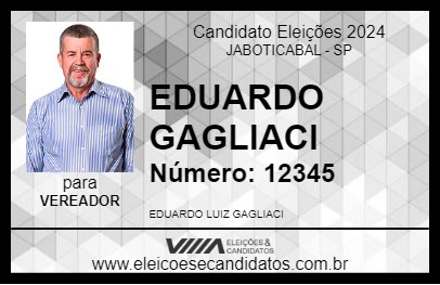 Candidato EDUARDO GAGLIACI 2024 - JABOTICABAL - Eleições