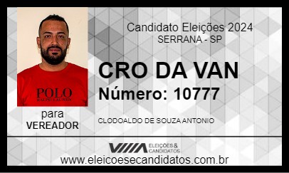 Candidato CRO DA VAN 2024 - SERRANA - Eleições