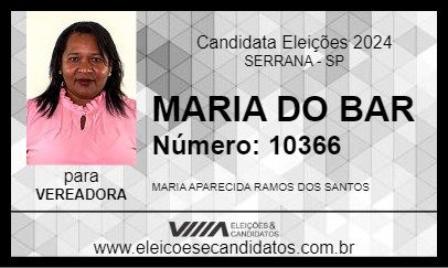 Candidato MARIA DO BAR 2024 - SERRANA - Eleições