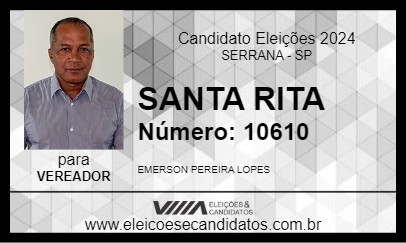 Candidato SANTA RITA 2024 - SERRANA - Eleições