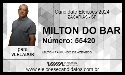 Candidato MILTON DO BAR 2024 - ZACARIAS - Eleições