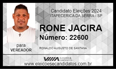 Candidato RONE JACIRA 2024 - ITAPECERICA DA SERRA - Eleições