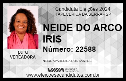 Candidato NEIDE DO ARCO IRIS 2024 - ITAPECERICA DA SERRA - Eleições