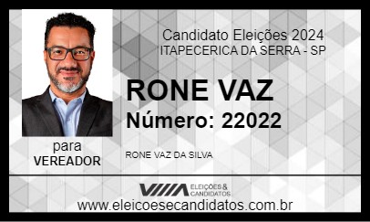 Candidato RONE VAZ 2024 - ITAPECERICA DA SERRA - Eleições