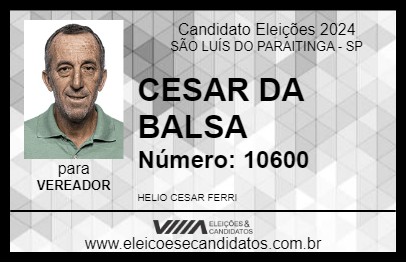 Candidato CESAR DA BALSA 2024 - SÃO LUÍS DO PARAITINGA - Eleições