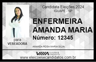 Candidato ENFERMEIRA AMANDA MARIA 2024 - IGUAPE - Eleições