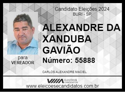 Candidato ALEXANDRE DA XANDUBA  GAVIÃO  2024 - BURI - Eleições