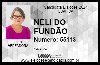 Candidato NELI DO FUNDÃO 2024 - BURI - Eleições