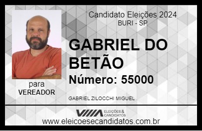 Candidato GABRIEL DO BETÃO 2024 - BURI - Eleições