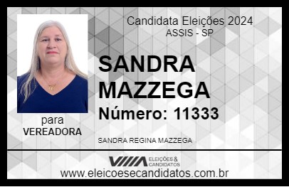 Candidato SANDRA MAZZEGA 2024 - ASSIS - Eleições