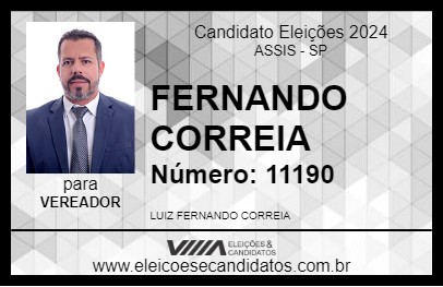 Candidato FERNANDO CORREIA 2024 - ASSIS - Eleições