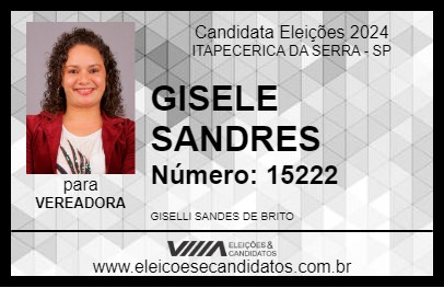 Candidato GISELE SANDRES 2024 - ITAPECERICA DA SERRA - Eleições