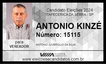 Candidato ANTONIO KINZÉ 2024 - ITAPECERICA DA SERRA - Eleições