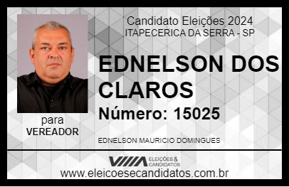 Candidato EDNELSON DOS CLAROS 2024 - ITAPECERICA DA SERRA - Eleições