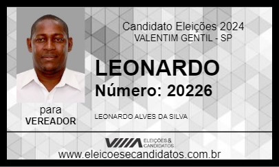 Candidato LEONARDO 2024 - VALENTIM GENTIL - Eleições