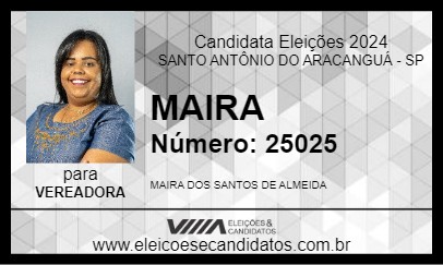 Candidato MÁIRA ALMEIDA 2024 - SANTO ANTÔNIO DO ARACANGUÁ - Eleições