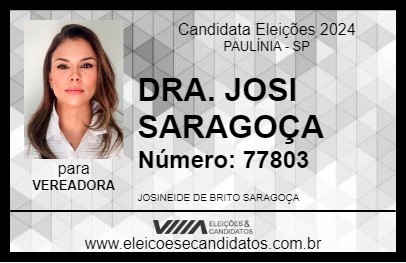 Candidato DRA. JOSI SARAGOÇA 2024 - PAULÍNIA - Eleições