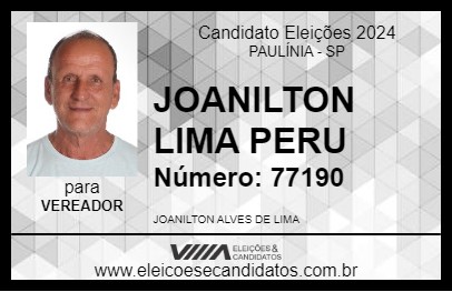 Candidato JOANILTON LIMA PERU 2024 - PAULÍNIA - Eleições