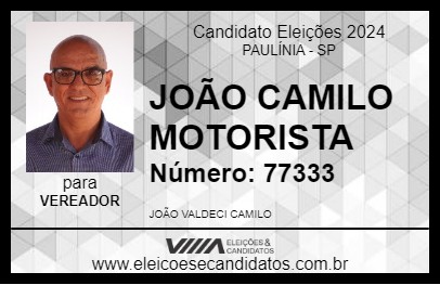 Candidato JOÃO CAMILO MOTORISTA  2024 - PAULÍNIA - Eleições