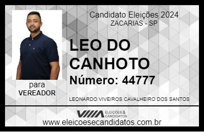 Candidato LEO DO CANHOTO 2024 - ZACARIAS - Eleições