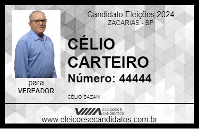 Candidato CÉLIO CARTEIRO 2024 - ZACARIAS - Eleições