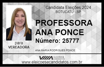 Candidato PROFESSORA ANA PONCE 2024 - BOTUCATU - Eleições