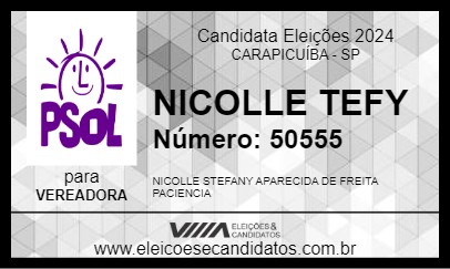 Candidato NICOLLE TEFY 2024 - CARAPICUÍBA - Eleições