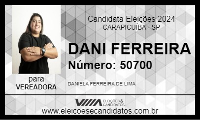 Candidato DANI FERREIRA 2024 - CARAPICUÍBA - Eleições