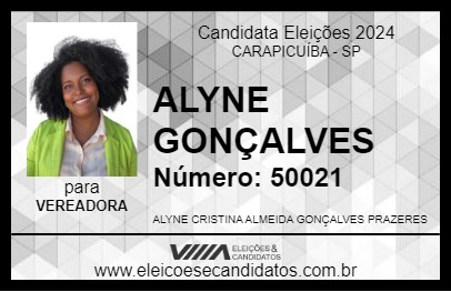 Candidato ALYNE GONÇALVES 2024 - CARAPICUÍBA - Eleições