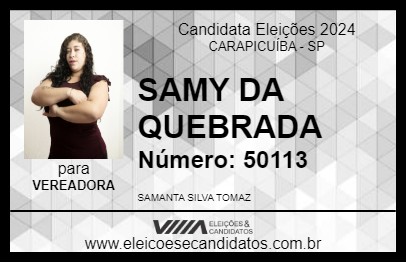 Candidato SAMY DA QUEBRADA 2024 - CARAPICUÍBA - Eleições