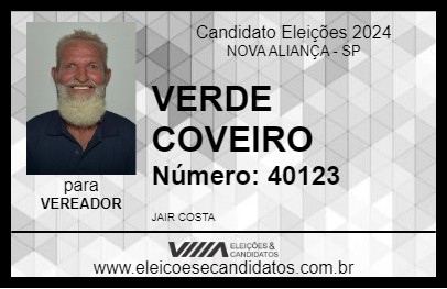 Candidato VERDE COVEIRO 2024 - NOVA ALIANÇA - Eleições