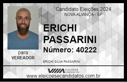 Candidato ERICHI PASSARINI 2024 - NOVA ALIANÇA - Eleições