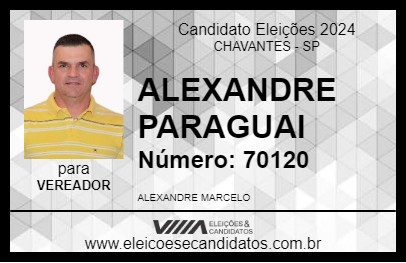 Candidato ALEXANDRE PARAGUAI 2024 - CHAVANTES - Eleições