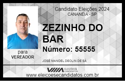 Candidato ZEZINHO DO BAR 2024 - CANANÉIA - Eleições